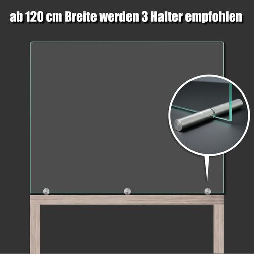 Spuckschutz Tischaufsteller Klemme 150mm lang Beispiel