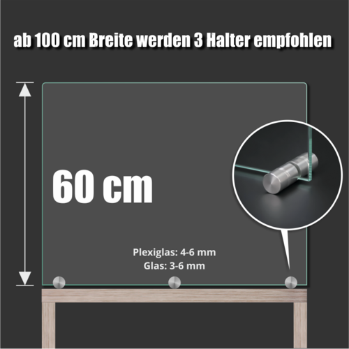 Spuckschutz Beispiel für Klemme oder Tischaufsteller
